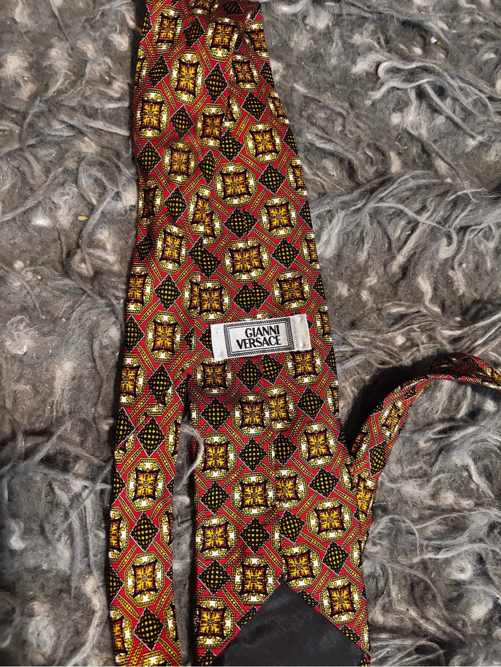 Gianni Versace Red & Gold Patterned Silk Tie